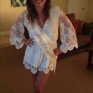 White Lace Boho Romper size small